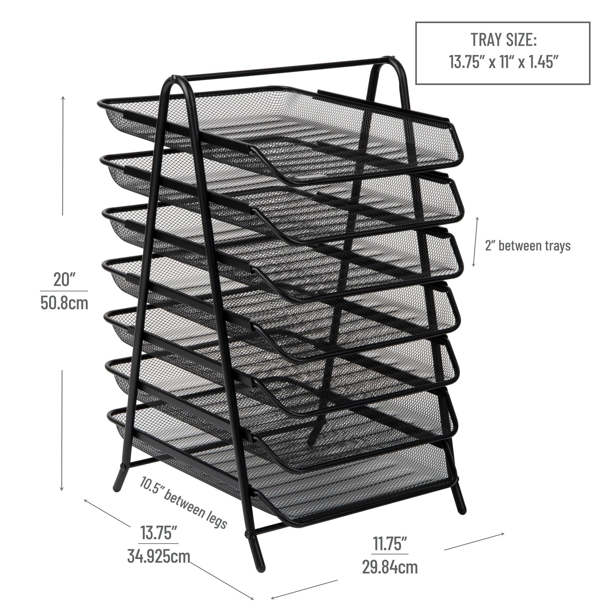Mind Reader 7-Tier Paper Tray, Desktop Organizer, File Storage, Office, Metal Mesh, Black
